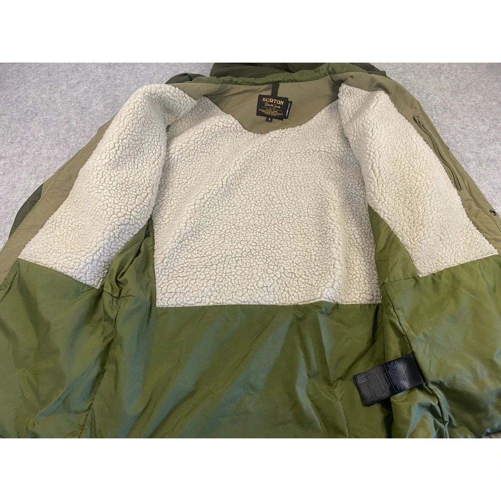 Burton Durable Goods Mens Small Frontier Hooded Parka Olive Sherpa Lined Ripstop